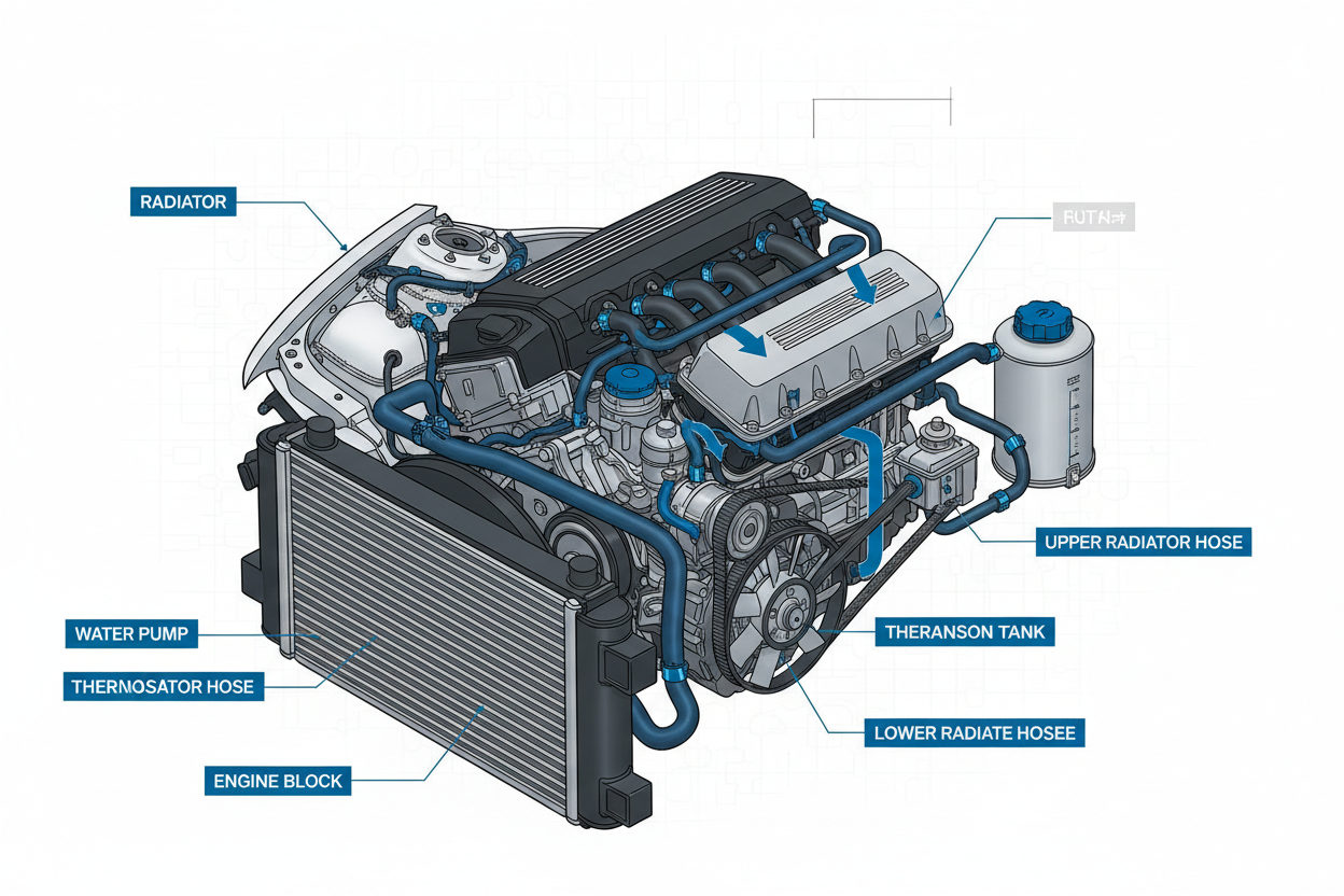 BMW cooling system components and radiator